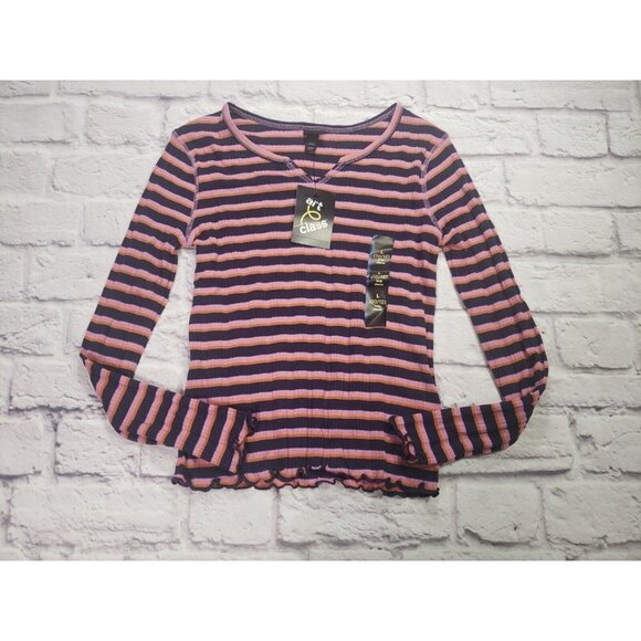 Art Class Girls Size Large 10/12 Multi-Color Stripe Lettuce Edge Shirt - Picture 1 of 4